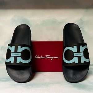 Salvatore Ferragamo Grove 2 Slide Sandal Blue/Turquoise Sz 7